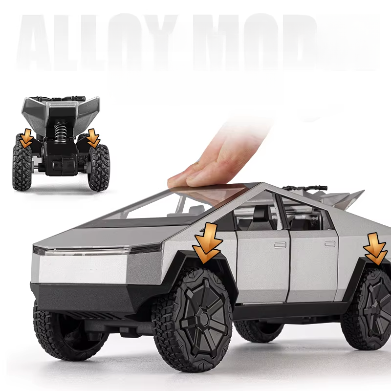 1:24 Tesla Cybertruck Pickup with Motorcycle 