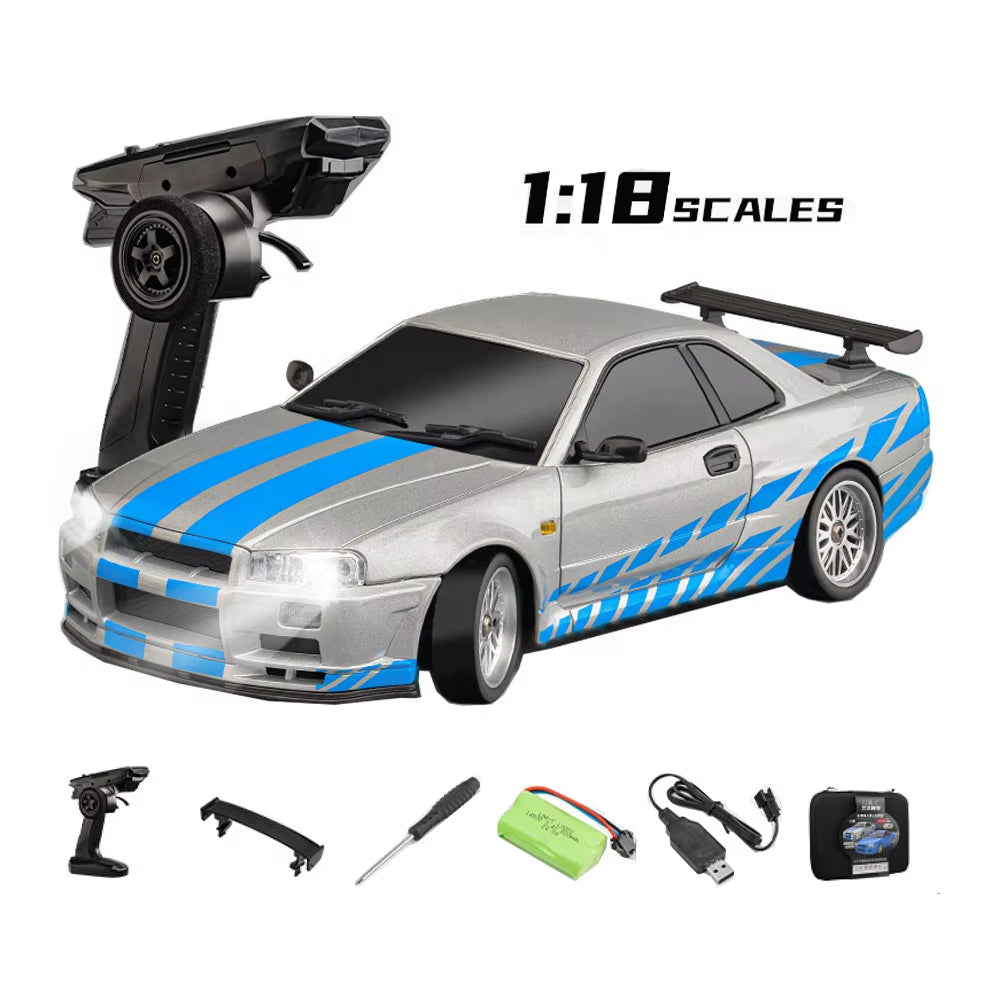 2024 New Arrival 1/18 Drift RC Car 2.4G Remote Control GTR Model Racing Cars RTR NSX R34 with GYRO Light for Kid and Adult