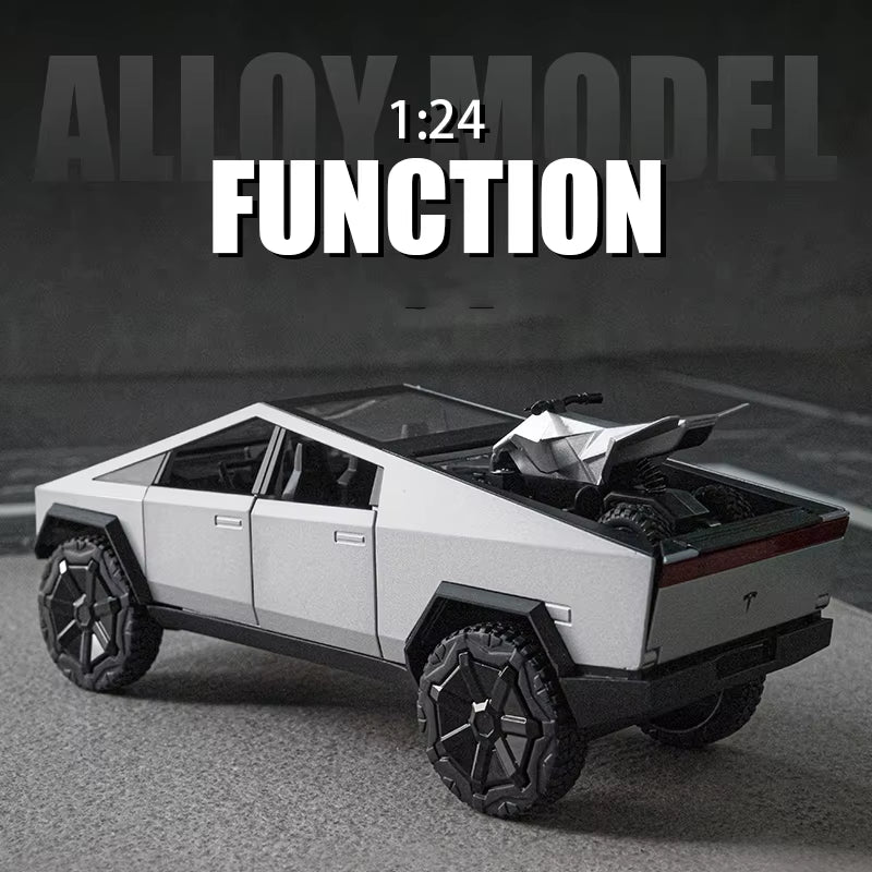 1:24 Tesla Cybertruck Pickup with Motorcycle 