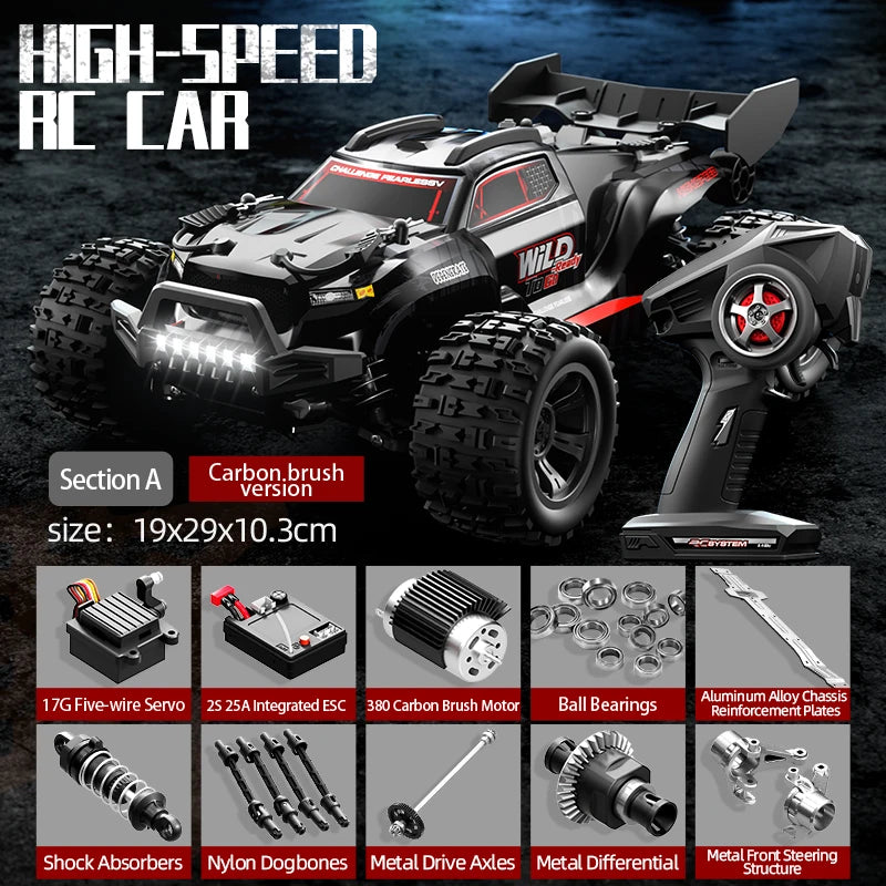 JJRC C8810 Carbon Brush 1:18 Full Scale RC Drift Cars for Adults with 4X4 High Speed Off-Road Electric Toy Car Rc High Speed Car