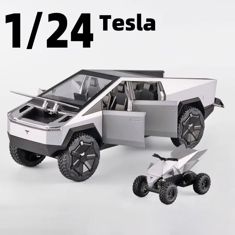 1:24 Tesla Cybertruck Pickup with Motorcycle 